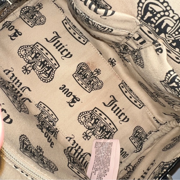 Black Vintage Juicy Couture Purse Bowler Bowling Bag Velour Satchel Y2K - Picture 12 of 13